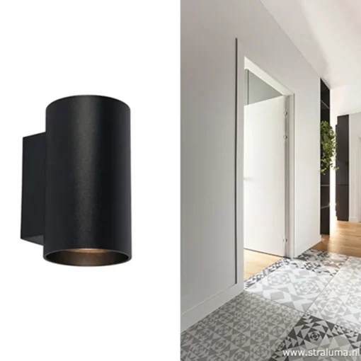 Wandlamp cilinder zwart up+down gu10>Straluma Discount