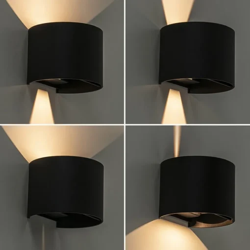 Wandlamp Davos afgerond zwart IP54 2700k>Straluma