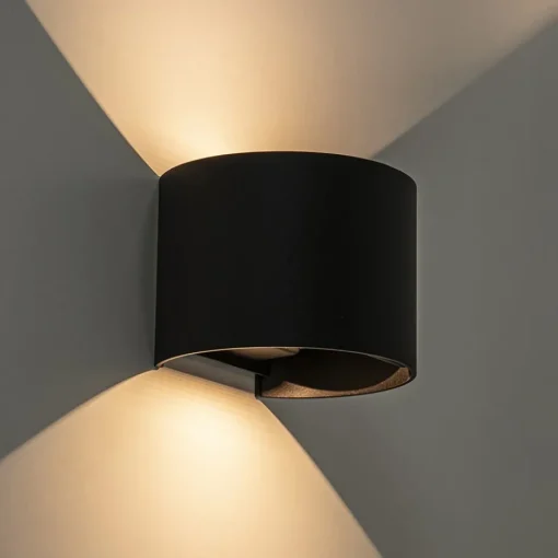 Wandlamp Davos afgerond zwart IP54 2700k>Straluma