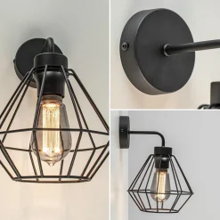 Wandlamp draadkorf zwart></noscript>Straluma