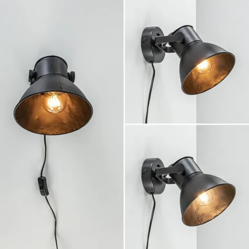 Wandlamp Eliano zwart industrieel>Straluma Best
