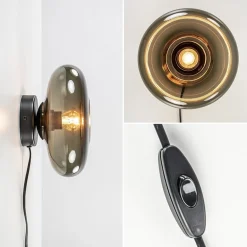 Wandlamp Hoseki zwart + smoke glas></noscript>Straluma Online