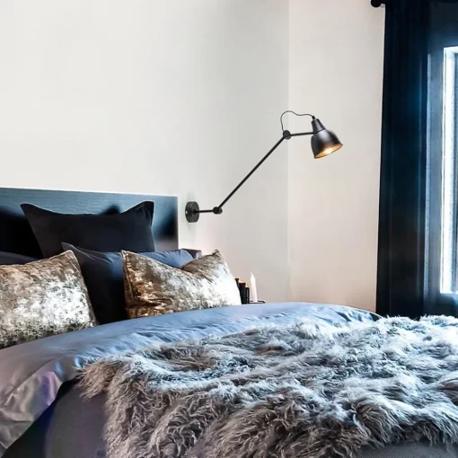 Wandlamp industrieel verstelbare arm zwart>Straluma Online