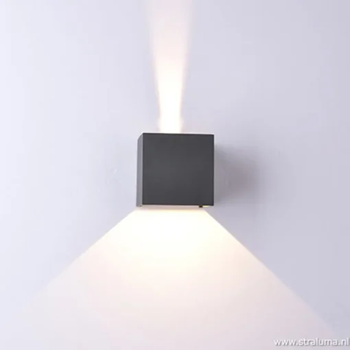 Wandlamp kubus buiten antraciet IP54>Straluma Clearance