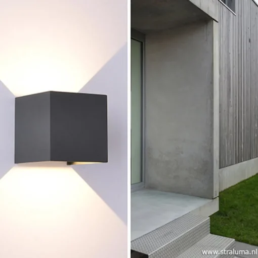 Wandlamp kubus buiten antraciet IP54>Straluma Clearance