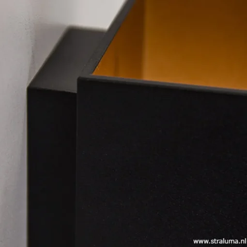 Wandlamp kubus zwart/goud>Straluma Outlet