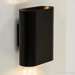 Wandlamp ovaal zwart 2xe14>Straluma Discount