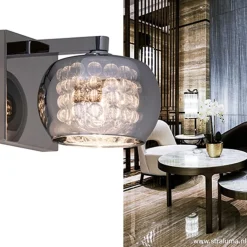 Wandlamp Pearl glas/chroom></noscript>Straluma Outlet