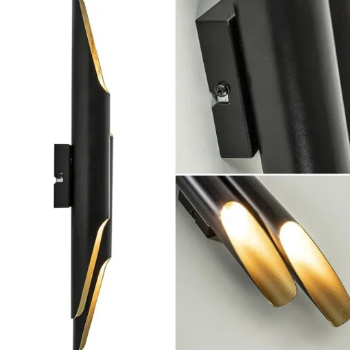 Wandlamp Pipes 48cm zwart/matgoud>Straluma Hot