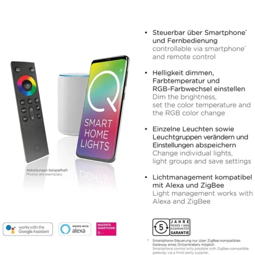 Wandlamp Q-Mia smart antraciet rgbw>Straluma Discount