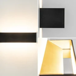 Wandlamp Stretto zwart/goud 30cm></noscript>Straluma