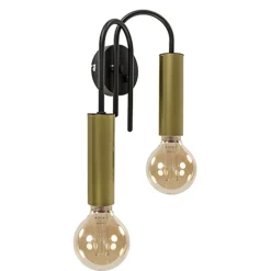 Wandlamp toog dubbel zwart/mat goud>Straluma Outlet