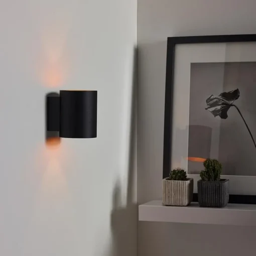 Wandlamp Xera zwart/goud binnenkant>Straluma Clearance