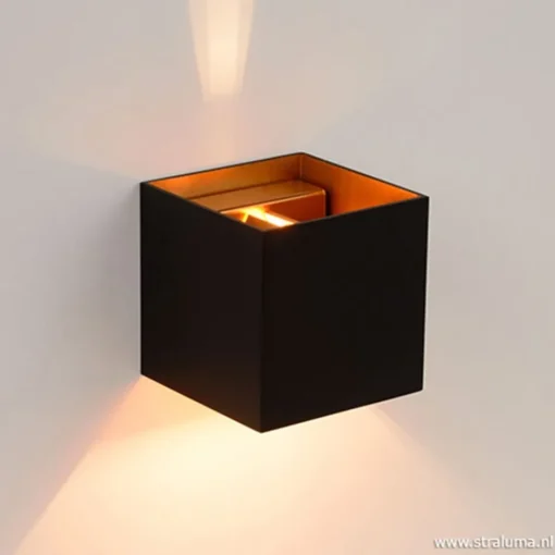 Wandlamp Xio kubus zwart/goud inclusief G9>Straluma Sale