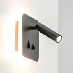 Wandlamp zwart leesspot + indirect lich>Straluma Sale