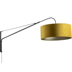 Wandlamp zwart met velourse kap>Straluma Sale