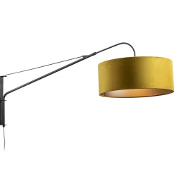 Wandlamp zwart met velourse kap>Straluma Sale