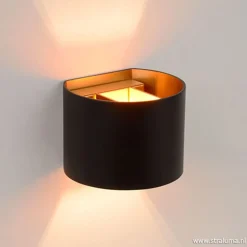 Wandlamp zwart/goud Xio up+down rond>Straluma Clearance