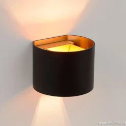 Wandlamp zwart/goud Xio up+down rond></noscript>Straluma Clearance