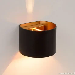 Wandlamp zwart/goud Xio up+down rond></noscript>Straluma Clearance