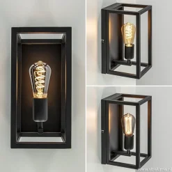 Wand-/plafondlamp rechthoek frame zwart></noscript>Straluma Sale