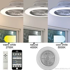 Zilveren ventilator met LED en bluetooth></noscript>Straluma Sale