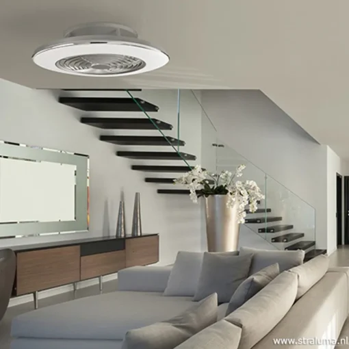 Zilveren ventilator met LED en bluetooth>Straluma Sale