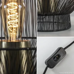Zwart metalen tafellamp Vitora met brons></noscript>Straluma Clearance