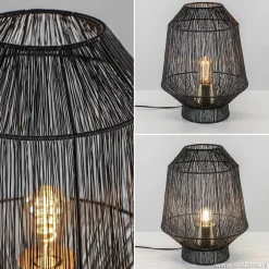 Zwart metalen tafellamp Vitora met brons></noscript>Straluma Clearance