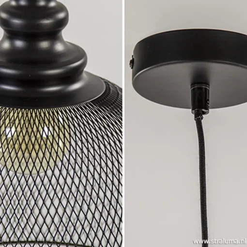 Zwarte hanglamp Karla met gaas>Straluma Sale