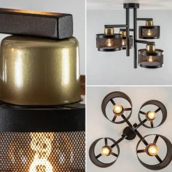 Zwarte 4-lichts plafondlamp met ronde kappen></noscript>Straluma
