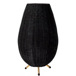 Zwarte rotan tafellamp met gouden driepoot>Straluma New