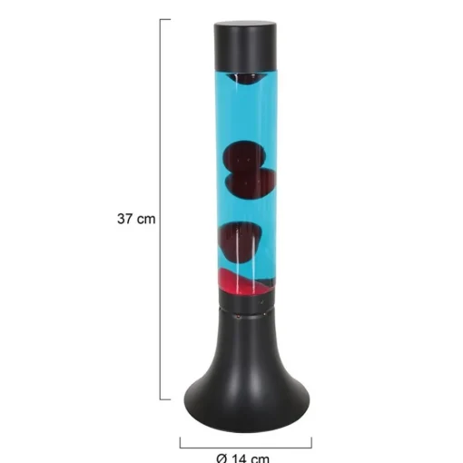 Zwarte tafellamp lava blauw met rood>Straluma
