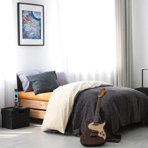 Zwarte tafellamp lava blauw met rood>Straluma
