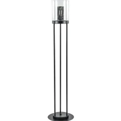 Zwarte vloerlamp met cilinder kap helder glas>Straluma Clearance