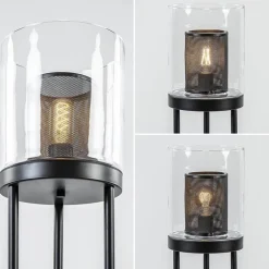 Zwarte vloerlamp met cilinder kap helder glas></noscript>Straluma Clearance