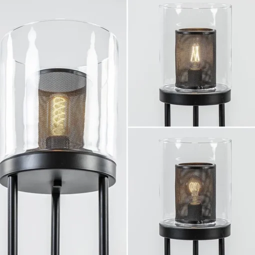 Zwarte vloerlamp met cilinder kap helder glas>Straluma Clearance