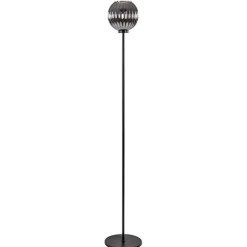 Zwarte vloerlamp met smoke glazen kap>Straluma Clearance