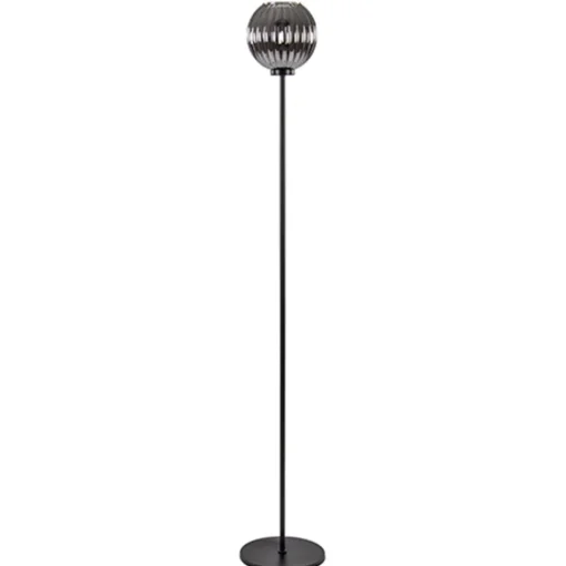 Zwarte vloerlamp met smoke glazen kap>Straluma Clearance