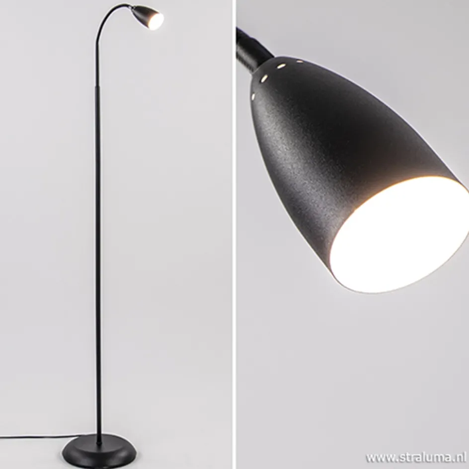 Zwarte vloer/leeslamp touch dimbaar>Straluma New