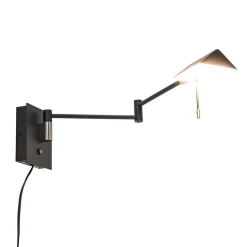 Zwarte wandlamp inclusief dimbaar LED en verstelbare arm>Straluma
